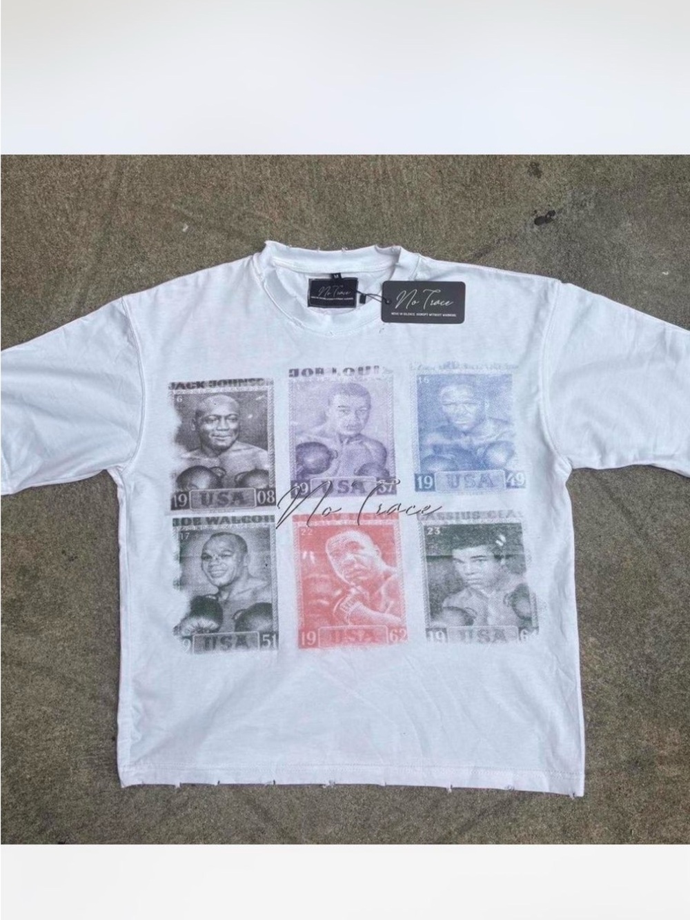 White Short-Sleeve Graphic Boxing Stamp Tee